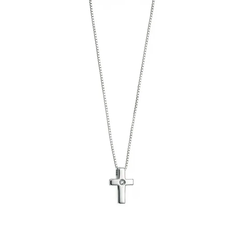 D For Diamond Homme Silver Diamond-Set Cross Pendant