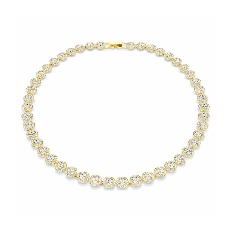 Swarovski Una Angelic Round Cut Gold Tone Plated Tennis Necklace 5720505