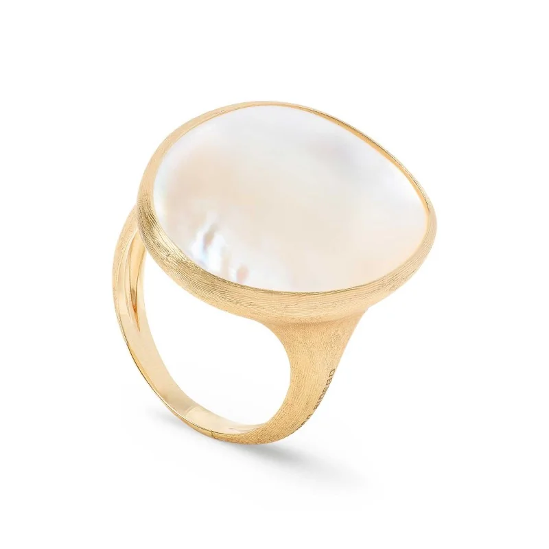 Marco Bicego Lunaria 18ct Yellow Gold Pearl Ring AB564 MPW Y 02-55
