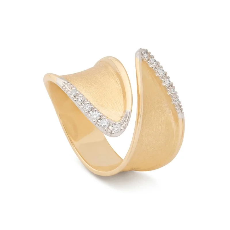 Marco Bicego Lunaria Twist 18ct Yellow Gold Ring With Diamonds ABB61 B YW Q6 - Larger Width