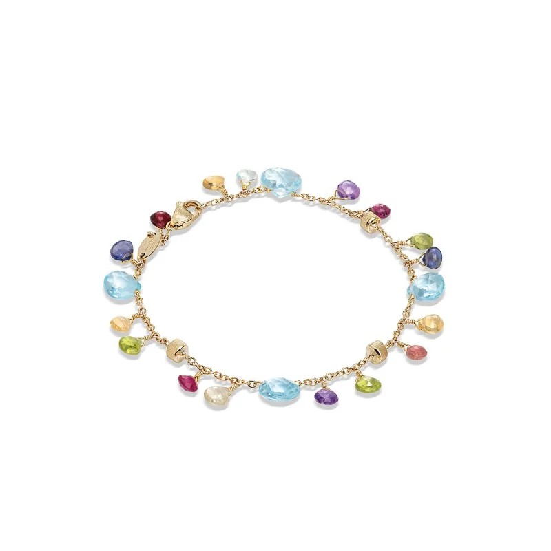 Marco Bicego Paradise Charms Multi 18ct Yellow Gold Gemstone Bracelet 18.5cm BB2584 MIX01T Y 02