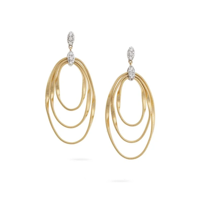 Marco Bicego Marrakech Onde 18ct Yellow Gold 0.10ct Diamond Drop Earrings OG373