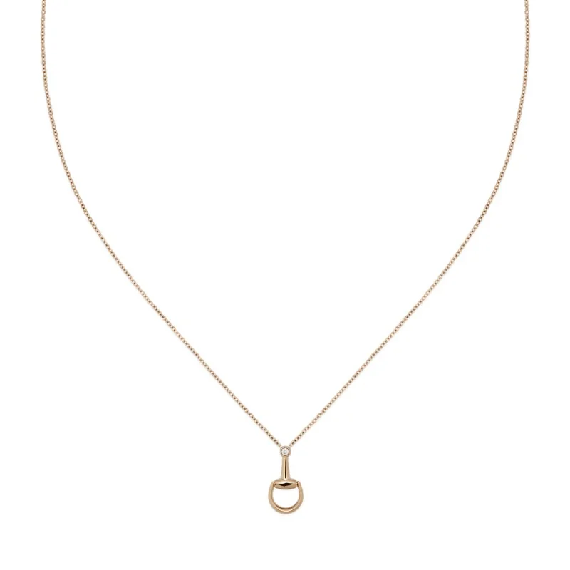 Gucci Horsebit 18ct Rose Gold Diamond Necklace YBB837599001