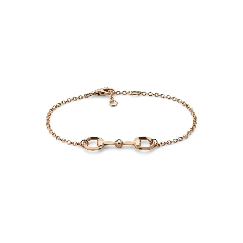 Gucci Horsebit Rose Gold & Diamond Ladies Bracelet YBA796174001 - Size M