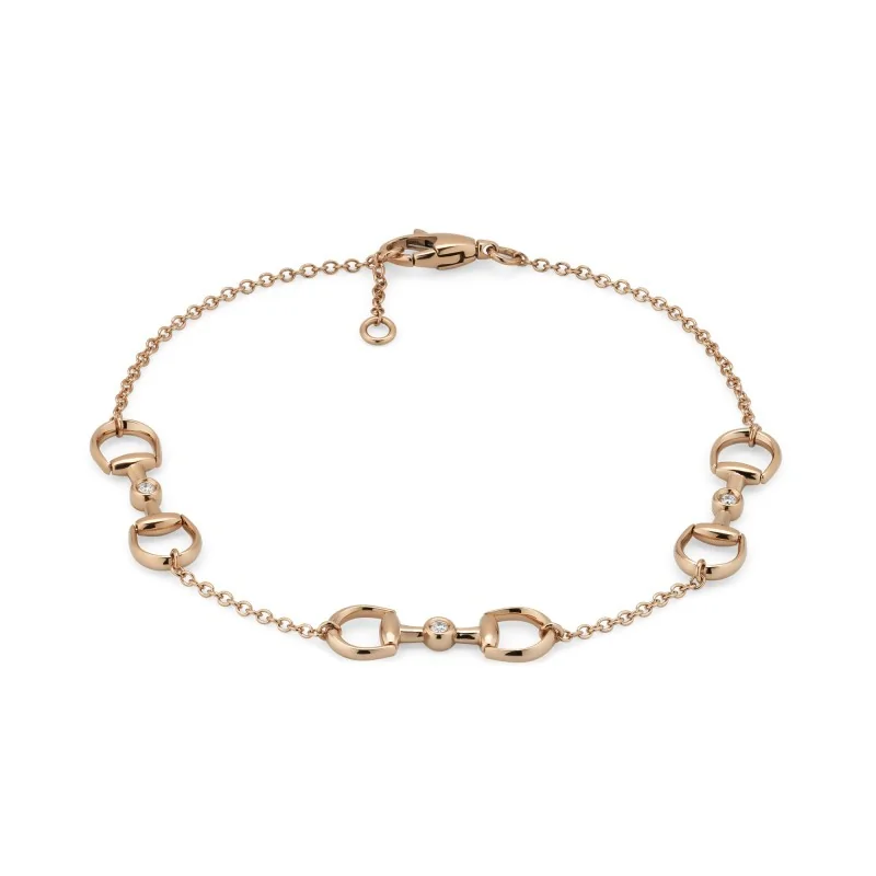 Gucci Horsebit 18ct Rose Gold Diamond Bracelet YBA837594001 17 - Size Medium