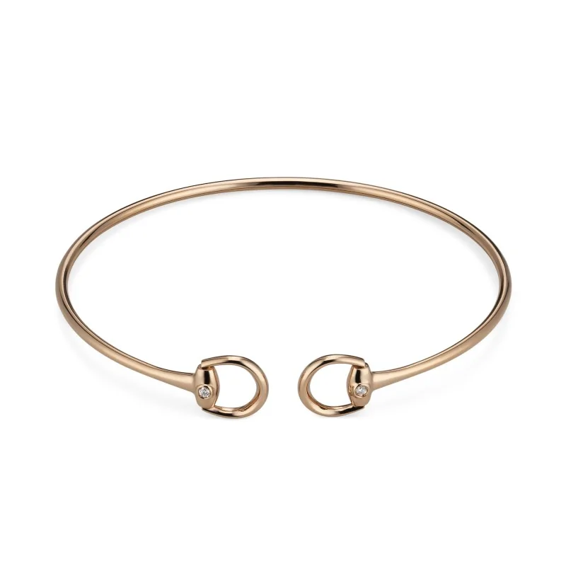 Gucci Horsebit 18ct Rose Gold Diamond Bangle YBA837620001 17 - Medium