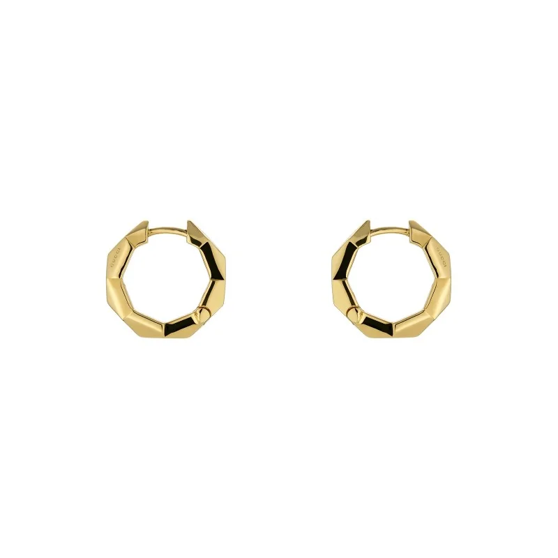 Gucci 18ct Yellow Gold Link to Love Studded Hoop Earrings YBD786727002