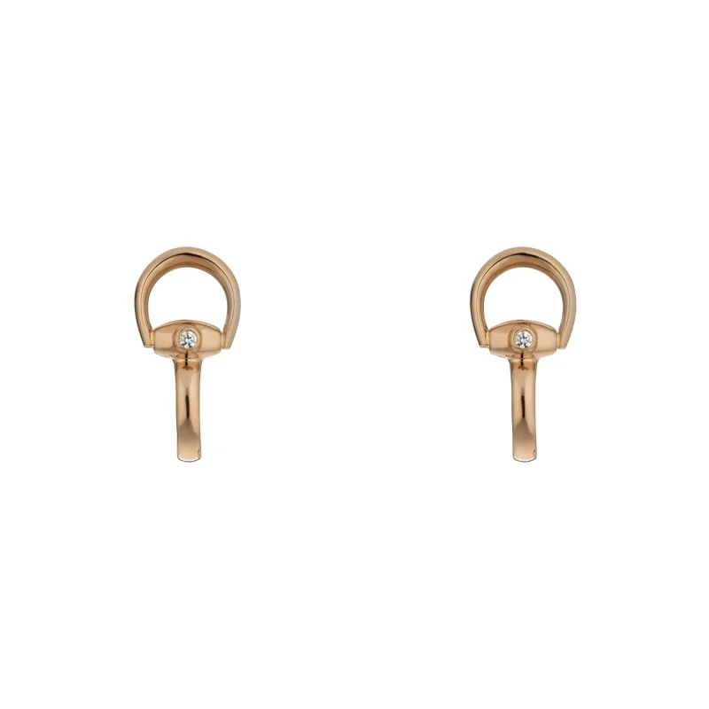 Gucci Horsebit Rose Gold Diamond Earrings YBD837613001