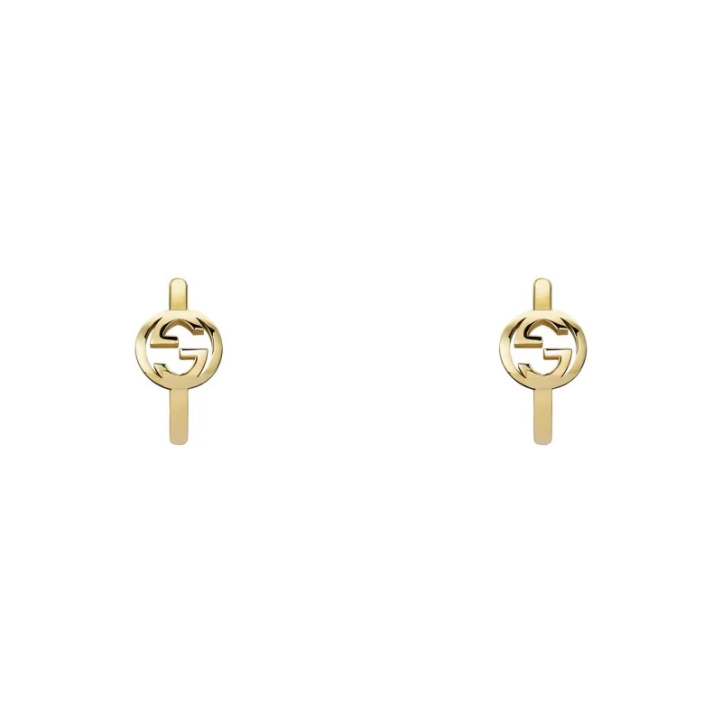 Gucci 18ct Yellow Gold Interlocking Hoop Earrings YBD A000NA 001