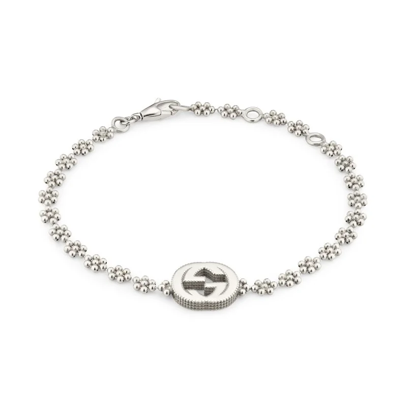 Gucci Interlocking Sterling Silver GG Bracelet YBA481687001 - Size M