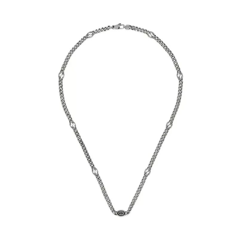 Gucci Interlocking Aria Silver Unisex Necklace YBB678661002
