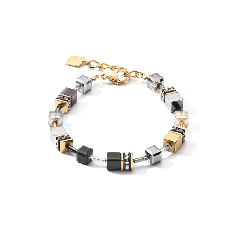 Coeur de Lion Gold Plated Brown Grey Black Mixed Bracelet 2839/30-1216