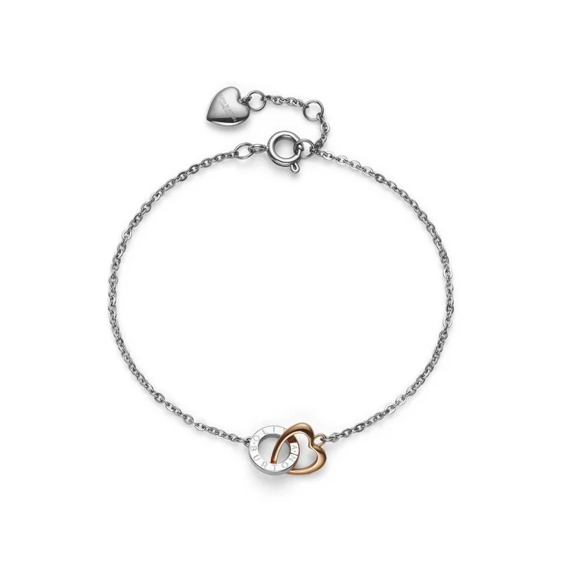 Olivia Burton Classic Kindred Interlink Heart Silver & Rose Gold Plated Bracelet 24100554