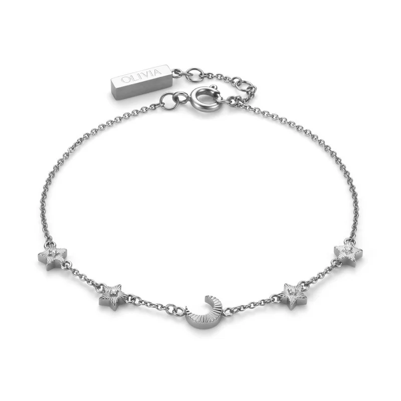 Olivia Burton Signature Celestial Mini North Star & Moon Silver Tone Bracelet 24100623