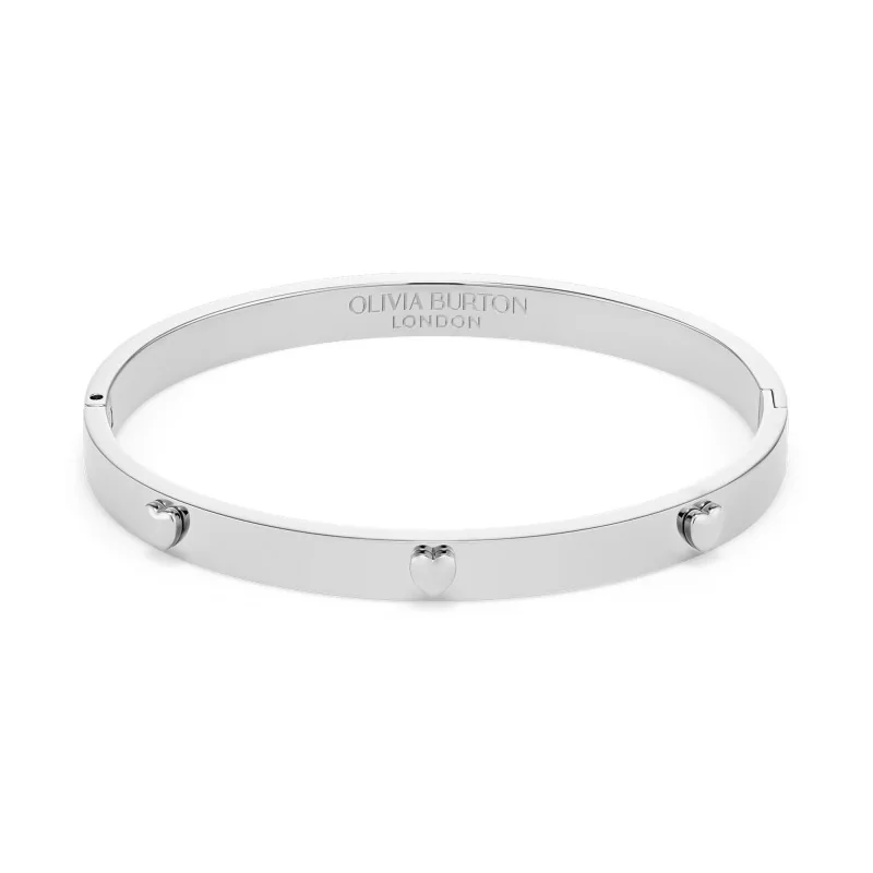 Olivia Burton Classic Mini Heart Silver Tone Bangle 24100465