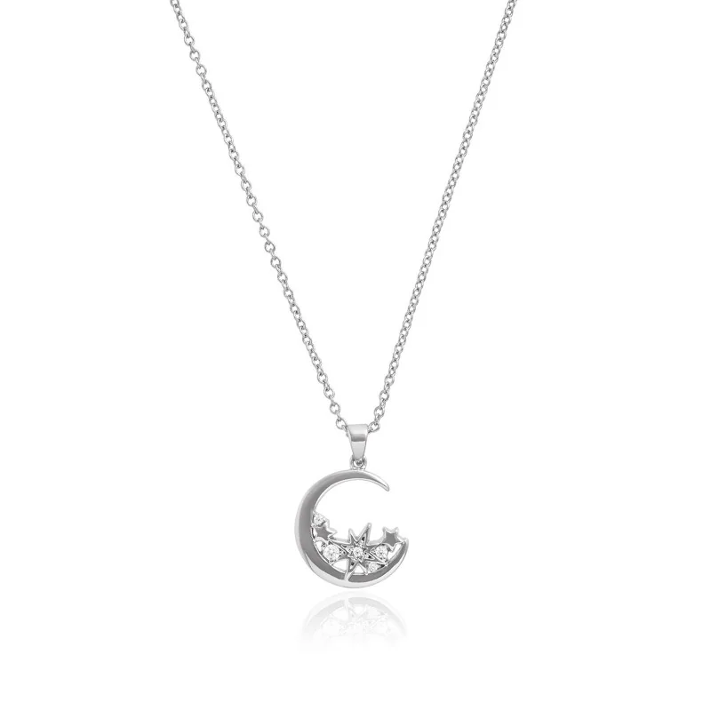 Olivia Burton Celestial Ladies Necklace OBJCLN34 Stone Set SS Tone