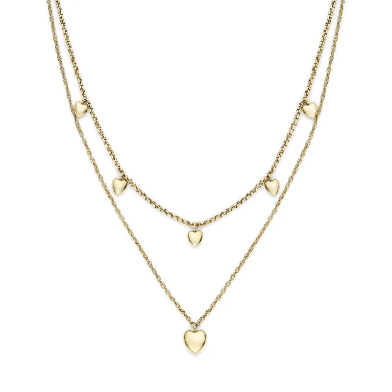 Olivia Burton Classic Mini Heart Gold Plated Double Chain Necklace 24100457