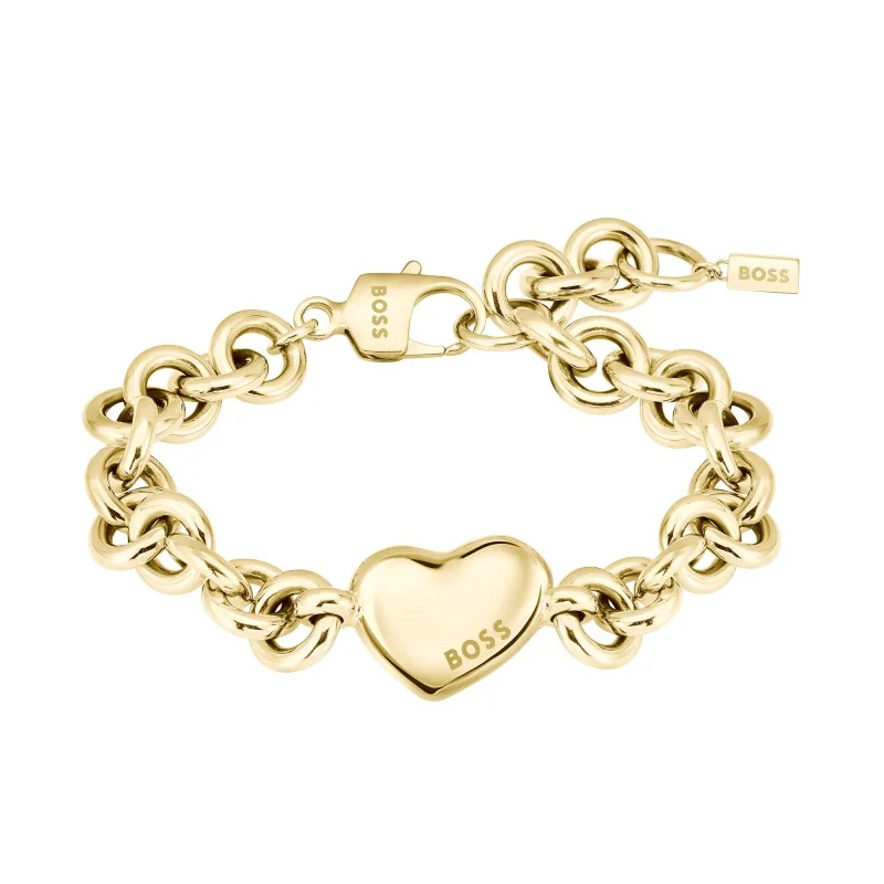 BOSS Honey Love Gold-Tone Heart Charm Bracelet 1580639