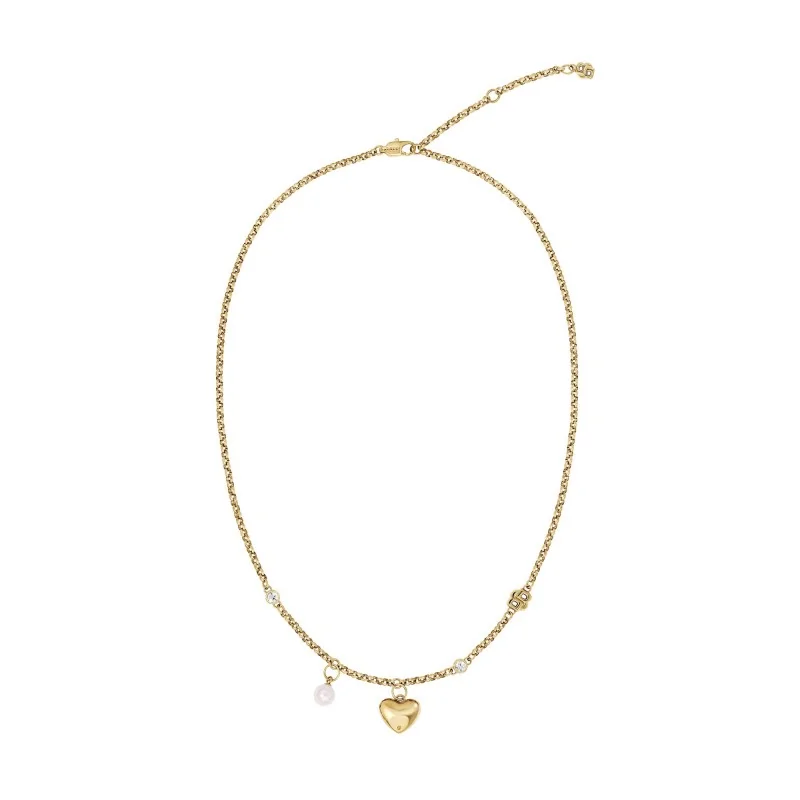 BOSS Amara Yellow Gold PVD Crystal & Pearl Heart Necklace 1580881