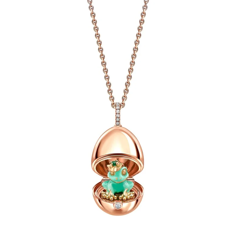 Fabergé Essence Rose Gold & Green Lacquer Frog Surprise Locket 1