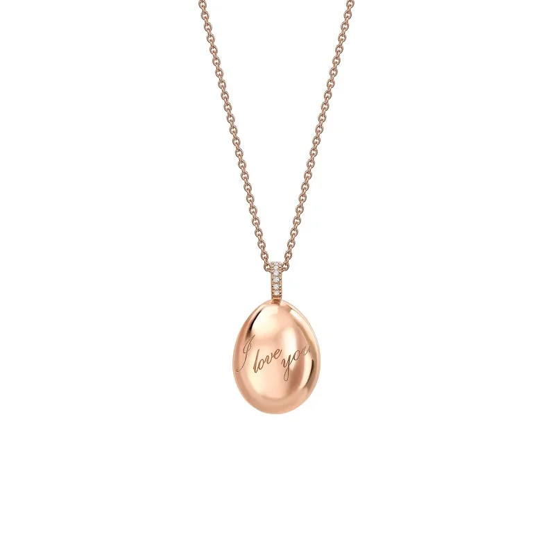 Fabergé Essence Rose Gold I Love You Egg Pendant 409FP745