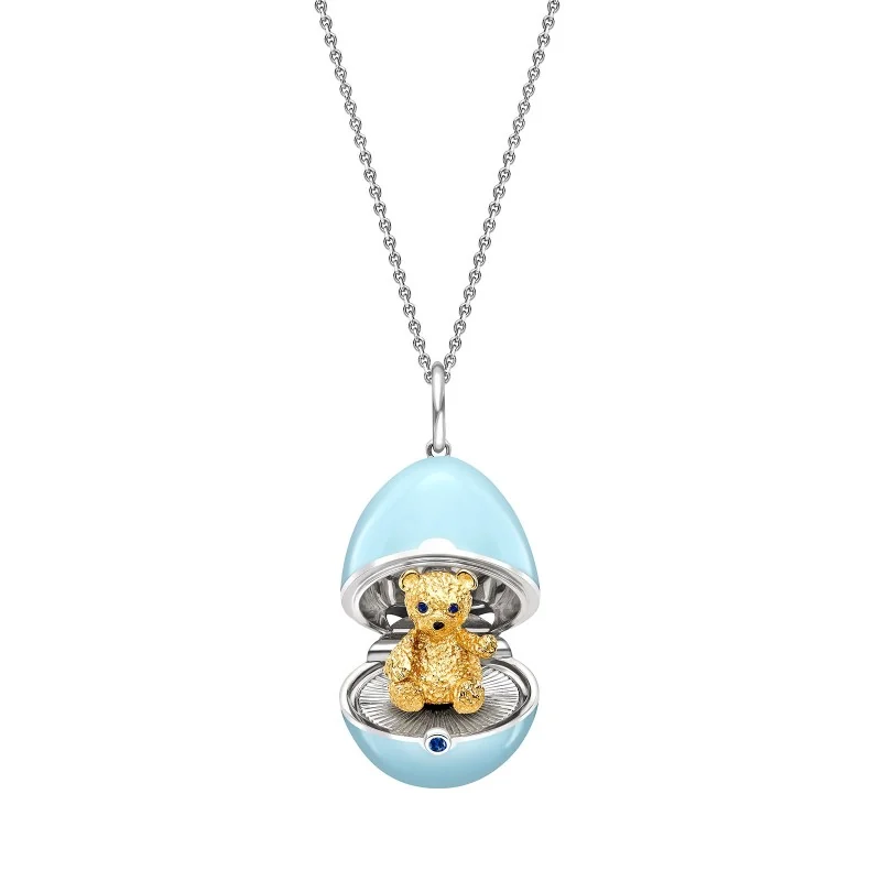 Fabergé Essence White Gold, Yellow Gold & Sapphire Teddy Surprise Pendant 1245FP2664/7