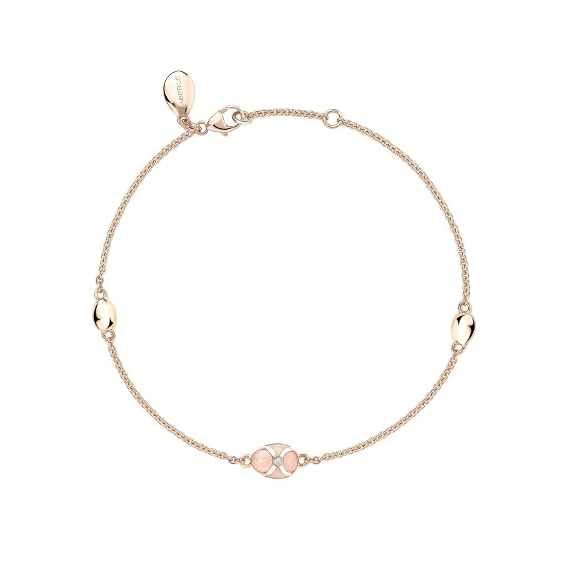Fabergé Heritage Rose Gold Pink Guilloché Enamel Chain Bracelet 1317BT2389