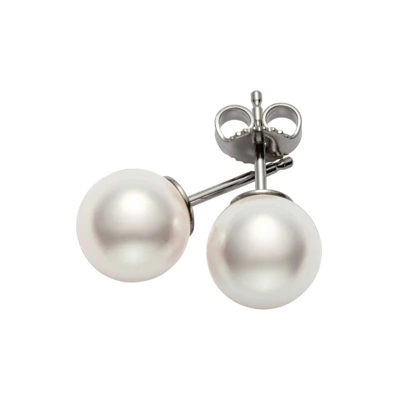 Mikimoto White Gold Akoya 6mm/A+ Pearl Stud Earrings PES 602 W