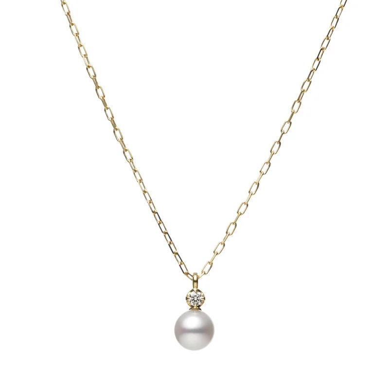 Mikimoto Classic Pearl & 0.02ct Diamond Pendant Necklace PP20495DK