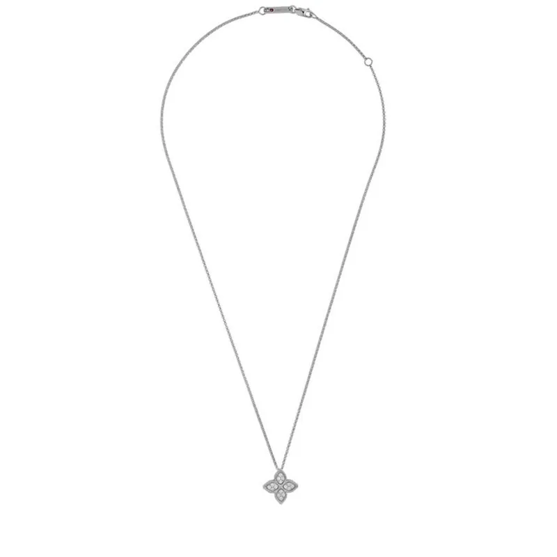 Roberto Coin Princess Flower 0.19ct Diamond Petal Pendant Necklace