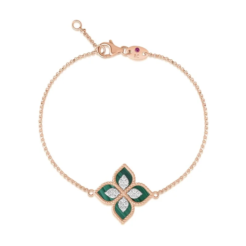 Roberto Coin Princess Flower 4.44ct Malachite 0.19ct Diamond Bracelet