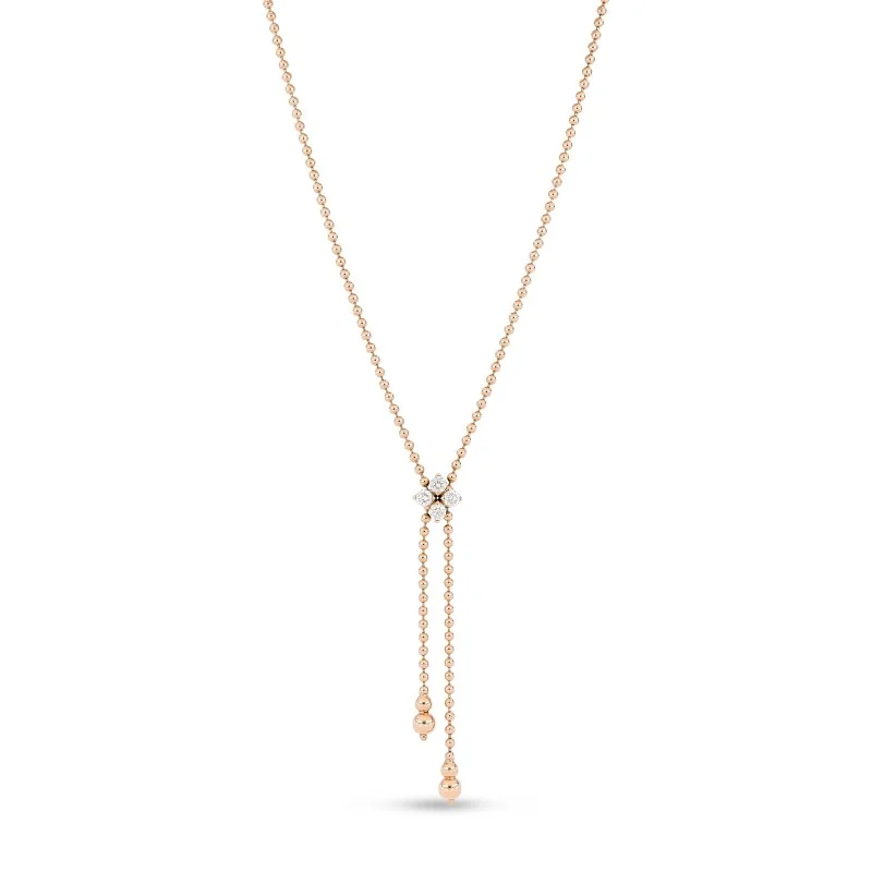 Roberto Coin Love in Verona 0.36ct Diamond Flower Drop Pendant Necklace