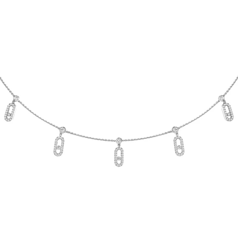 Messika Move Uno White Gold Diamond Pave Drop Pendant Choker 12150-WG