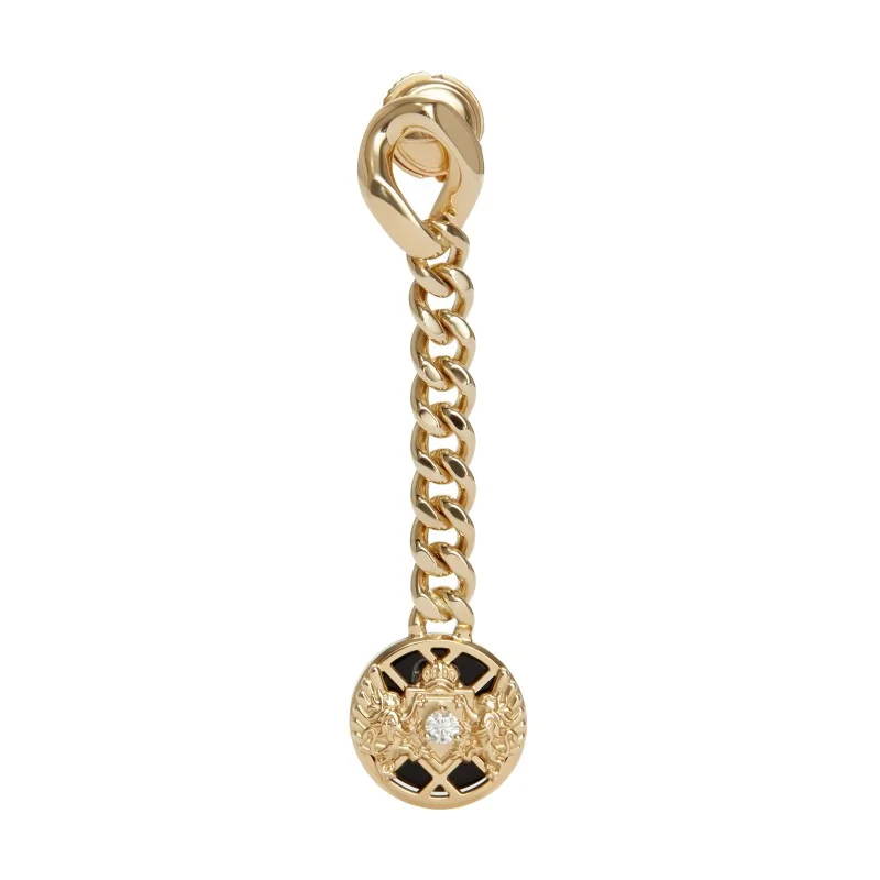 Balmain 18ct Yellow Gold Emblem Diamond and Onyx Single Drop Earring ABAJ01ER0003