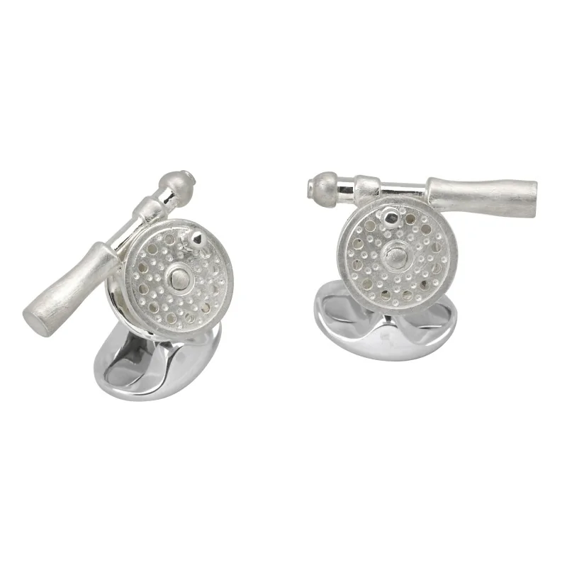 Deakin & Francis Country Sterling Silver Fly Fishing Reel Cufflinks