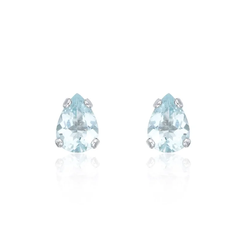 9ct White Gold Pear Cut 1.10Ct Aquamarine Earrings