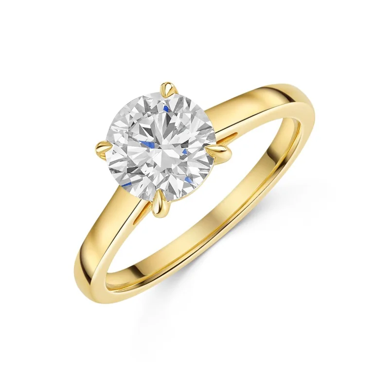 18ct Yellow Gold Lab Grown 1.50ct Round Brilliant Diamond Solitaire Ring
