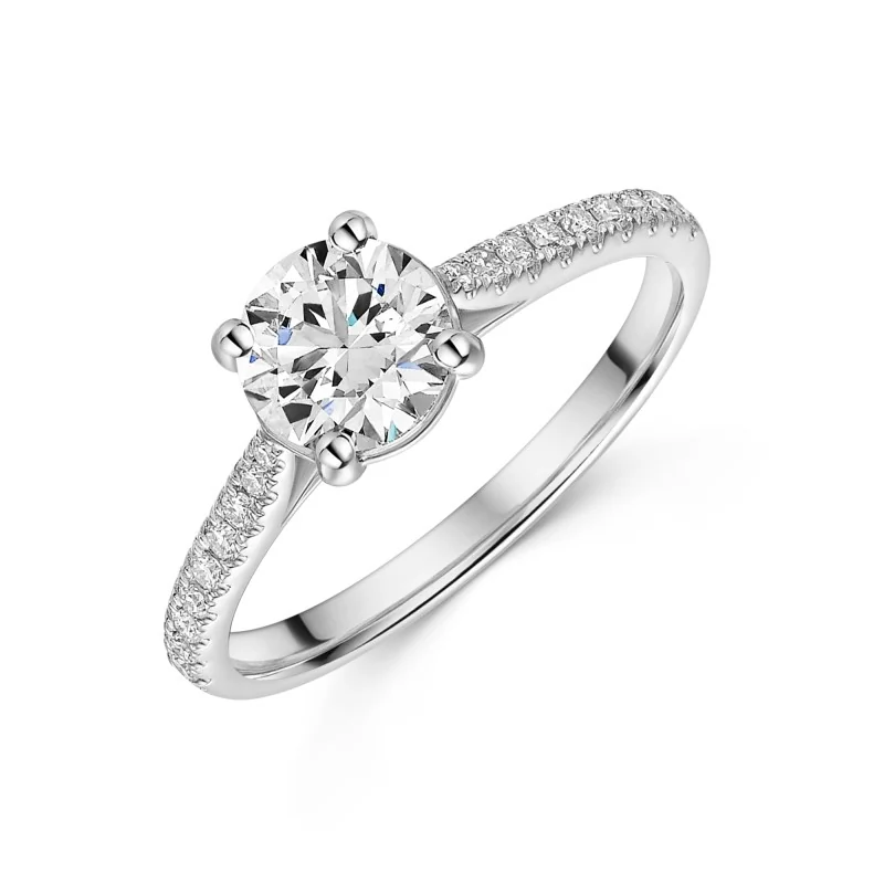 Platinum Lab Grown 1.25ct Round Brilliant Diamond Solitaire Ring with Shoulders