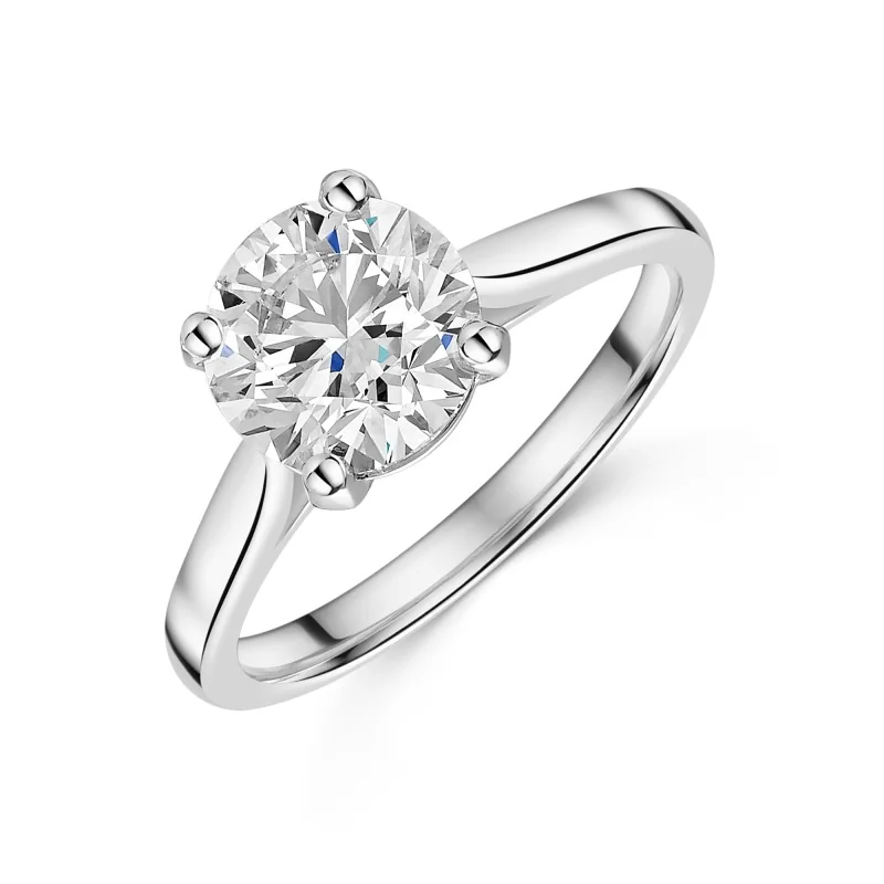 Platinum Lab Grown 2.00ct Round Brilliant Diamond Solitaire Ring