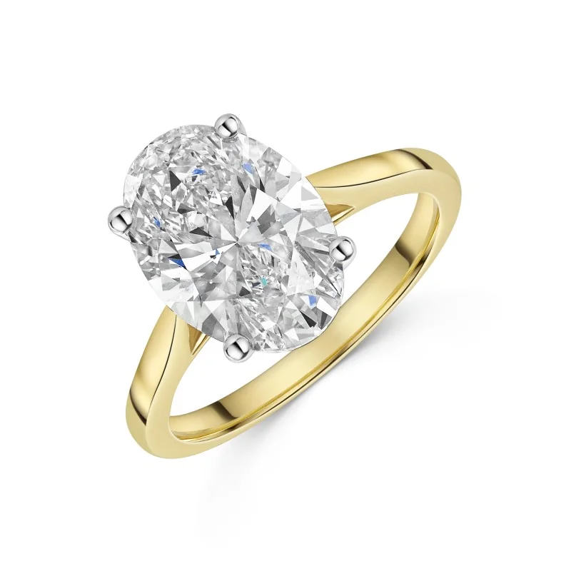 18ct Yellow Gold Oval Cut 4.00ct Lab Grown Diamond Solitaire Ring
