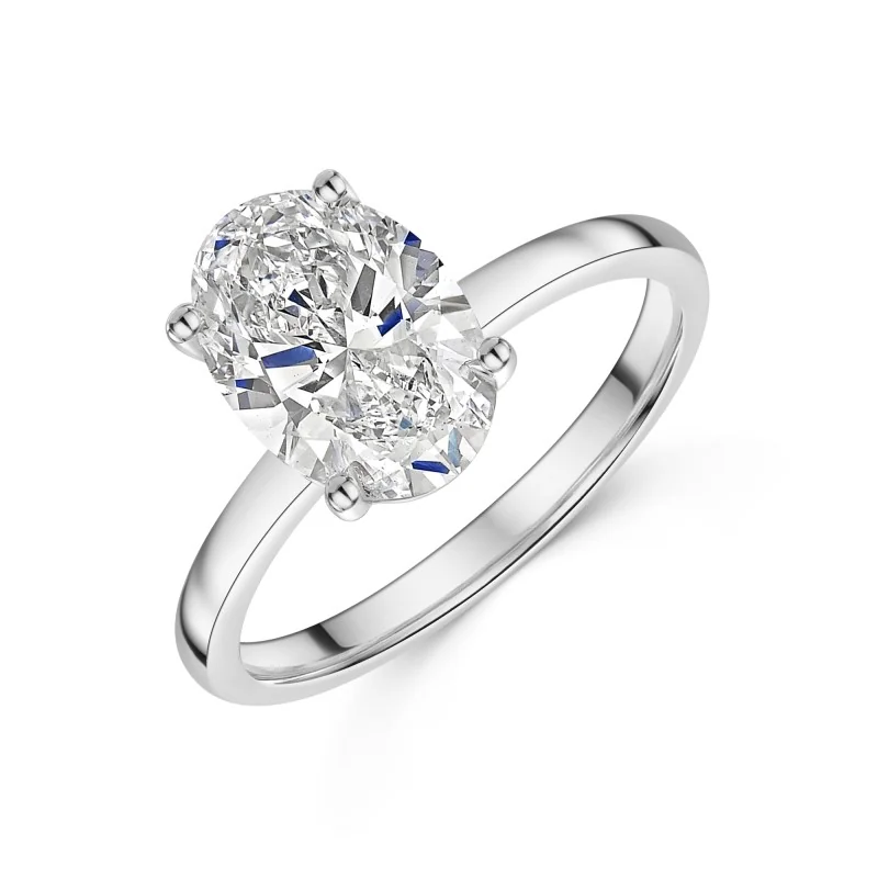 9ct White Gold Oval Cut 2.00ct Lab Grown Diamond 4 Claw Solitaire Ring