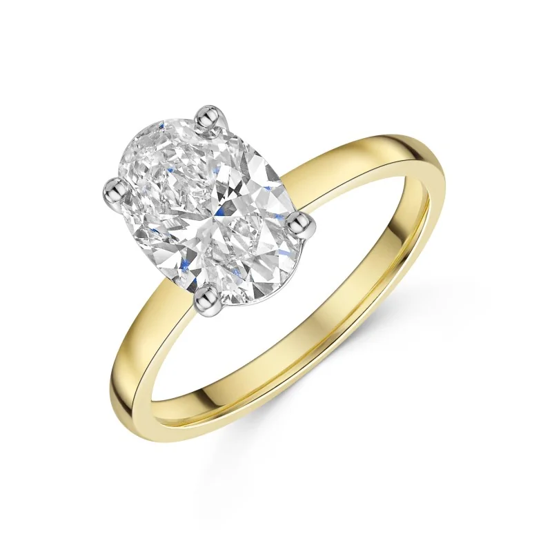 9ct Yellow Gold Oval Cut 2.00ct Lab Grown Diamond 4 Claw Solitaire Ring