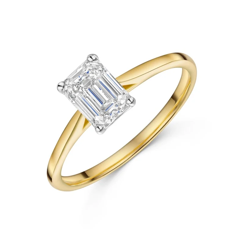 18ct Yellow Gold 1.00ct Emerald Lab Grown Diamond Solitaire Ring