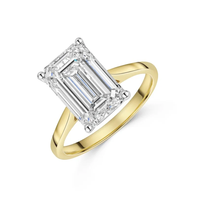 18ct Yellow Gold Emerald Cut 5.00ct Lab Grown Diamond Ring