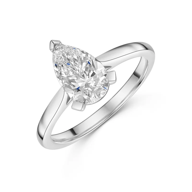 Platinum Pear Cut 1.50ct Lab Grown Diamond Solitaire Ring