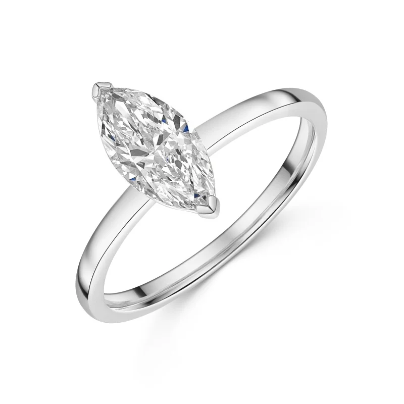 9ct White Gold Marquise Cut 1.00ct Lab Grown Diamond Solitaire Ring
