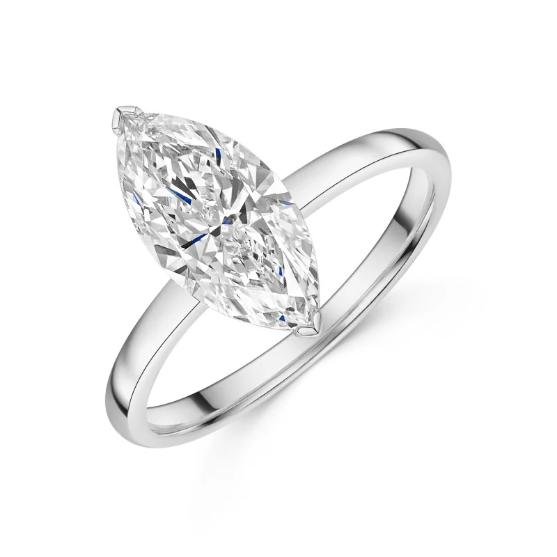 9ct White Gold Marquise Cut 2.00ct Lab Grown Diamond Solitaire Ring