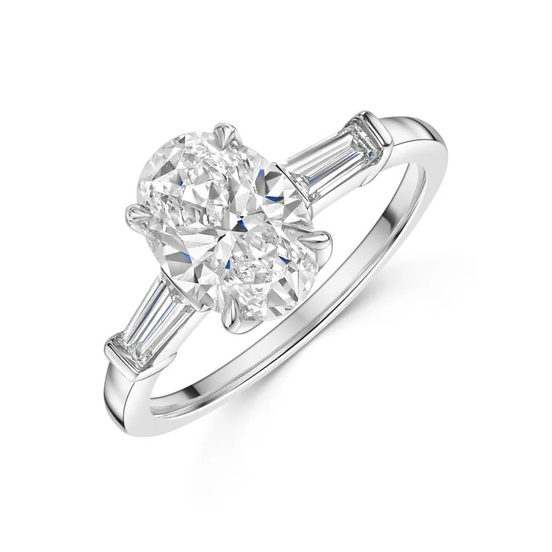Platinum Oval Cut 2.00ct Lab Grown Diamond 3 Stone Ring