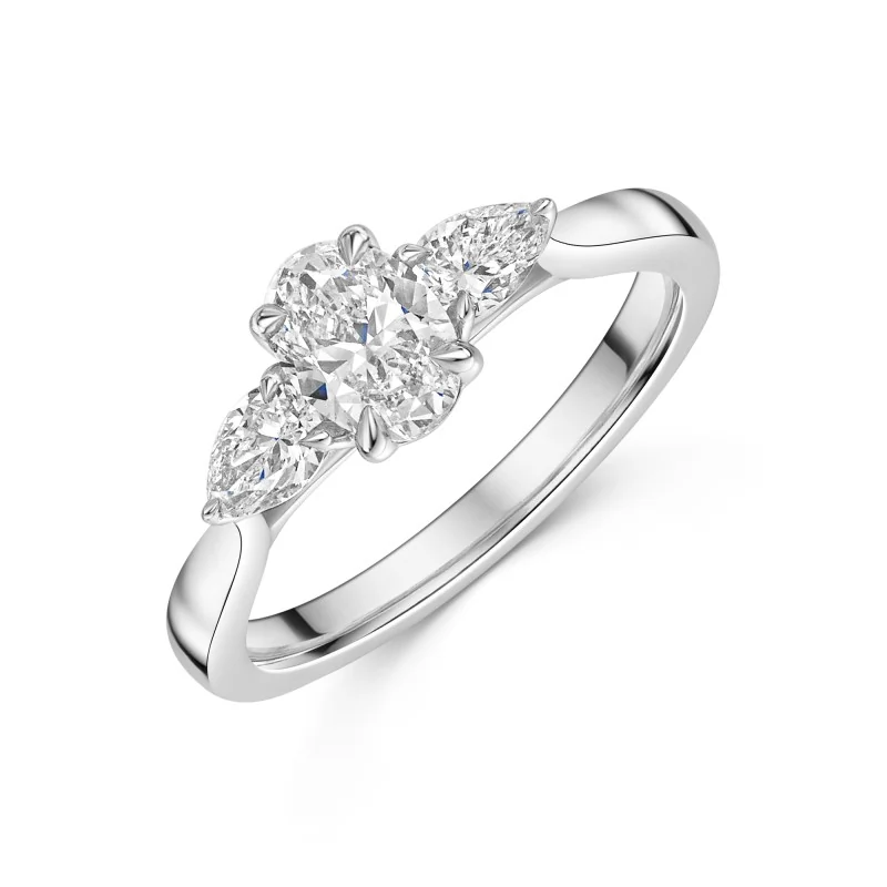 Platinum Oval & Pear Shape 0.75ct Lab Diamond 3 stone