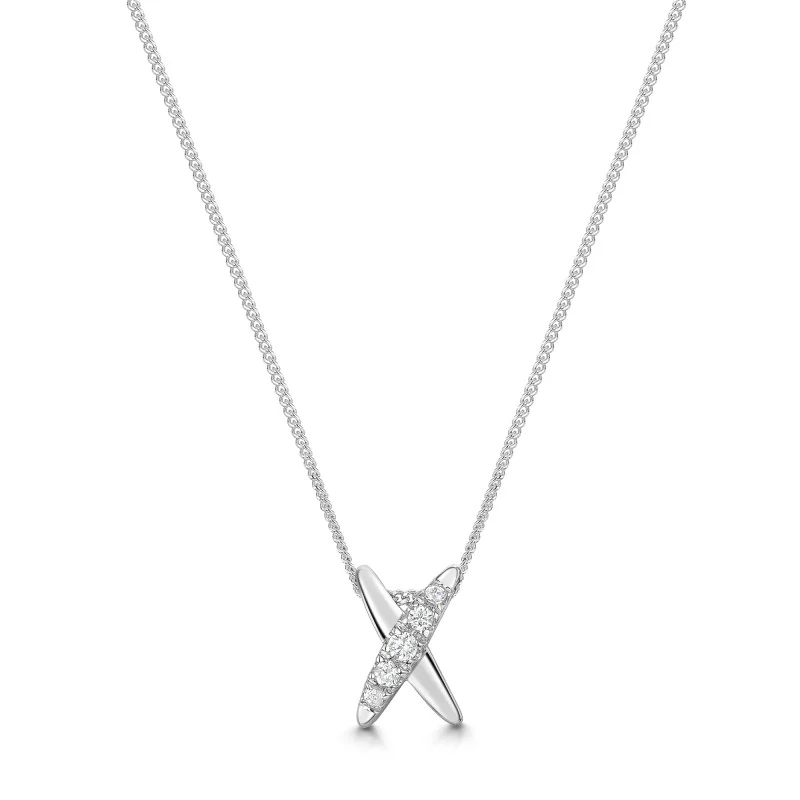 9ct White Gold Round Brilliant 0.06ct Lab Grown Diamond Kiss Pendant